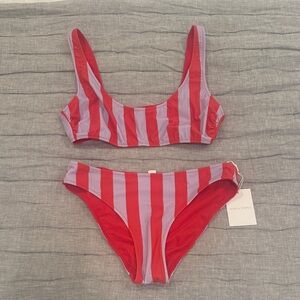 Solid & Striped Elle Red & Lilac Reversible Two-Piece Bikini